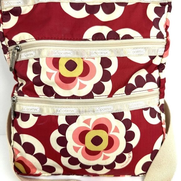 Lesportsac Handbags - Lesportsac Kasey Crossbody‎ Bag Red Floral Mayfair Nylon Handbag Purse